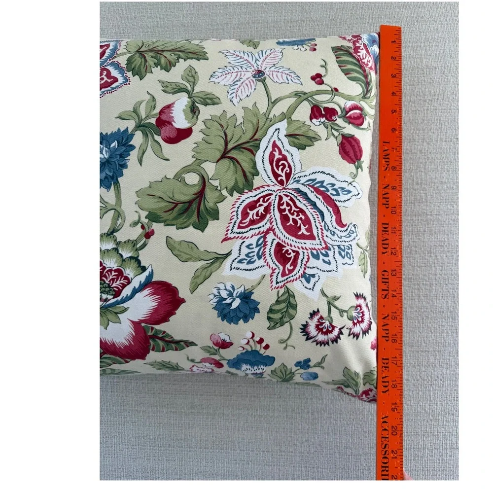 Throw Pillow Floral Garden Down Insert Double Sided Zipper Closure Cottage